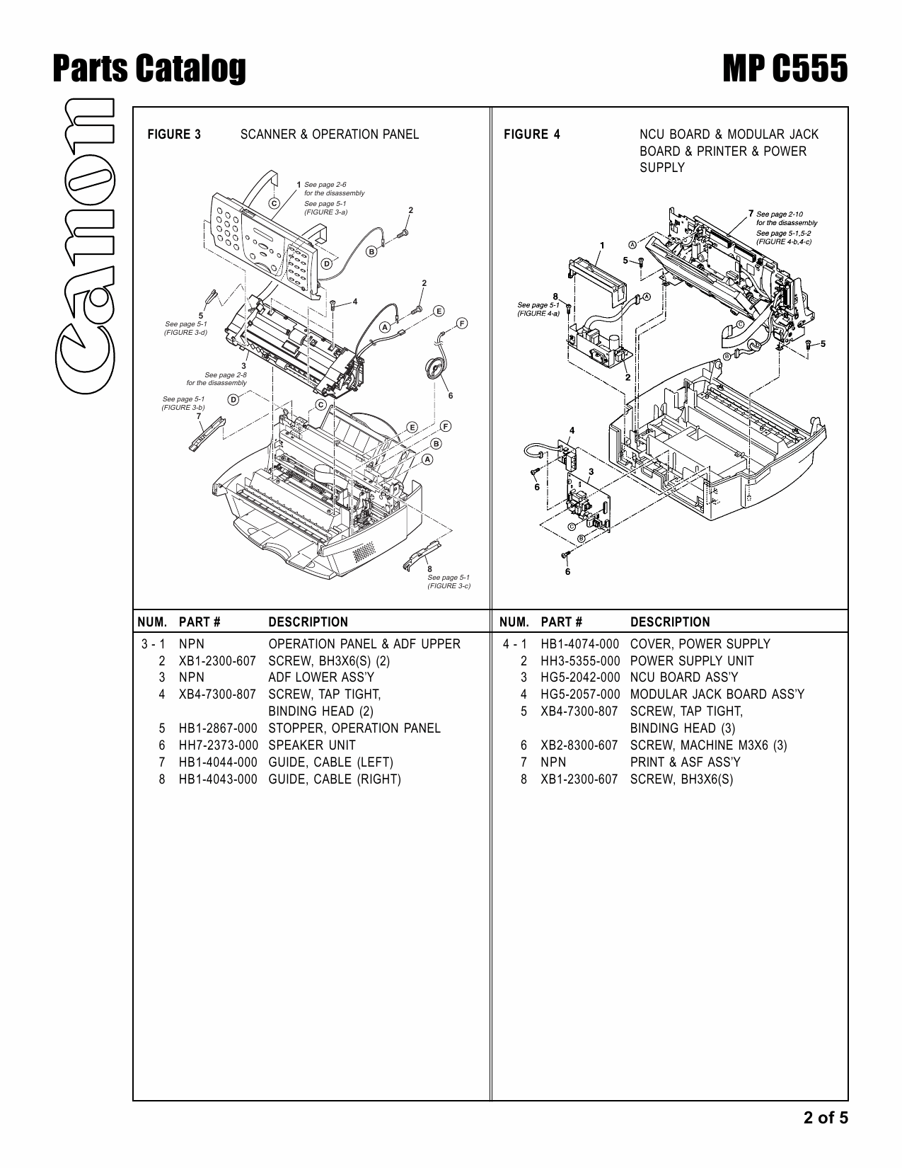 Canon MultiPASS MP-C555 Parts Catalog Manual-2